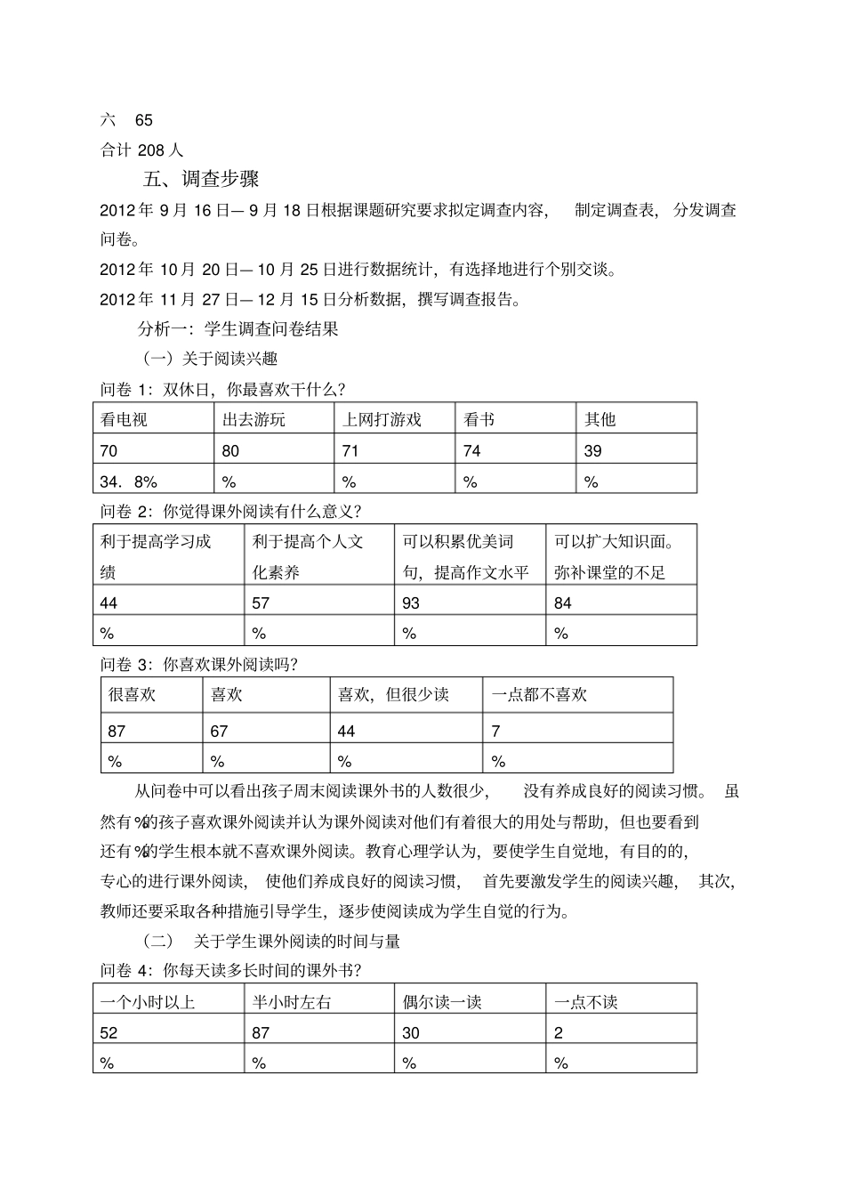 小学生课外阅读情况的调查报告_第2页