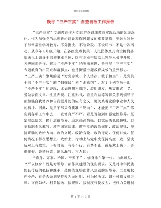 践行“三严三实”自查自改工作报告