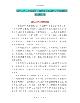 践行三严三实发言稿与践行社会主义核心价值观精彩演讲稿汇编