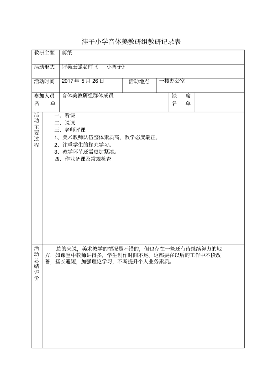 小学美术教研组活动记录表_第2页