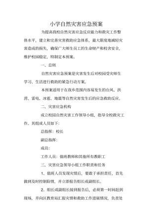 小学自然灾害应急预案