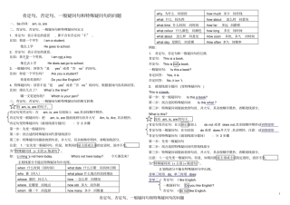 小学英语人教版-肯定句、否定句、疑问句总结+练习