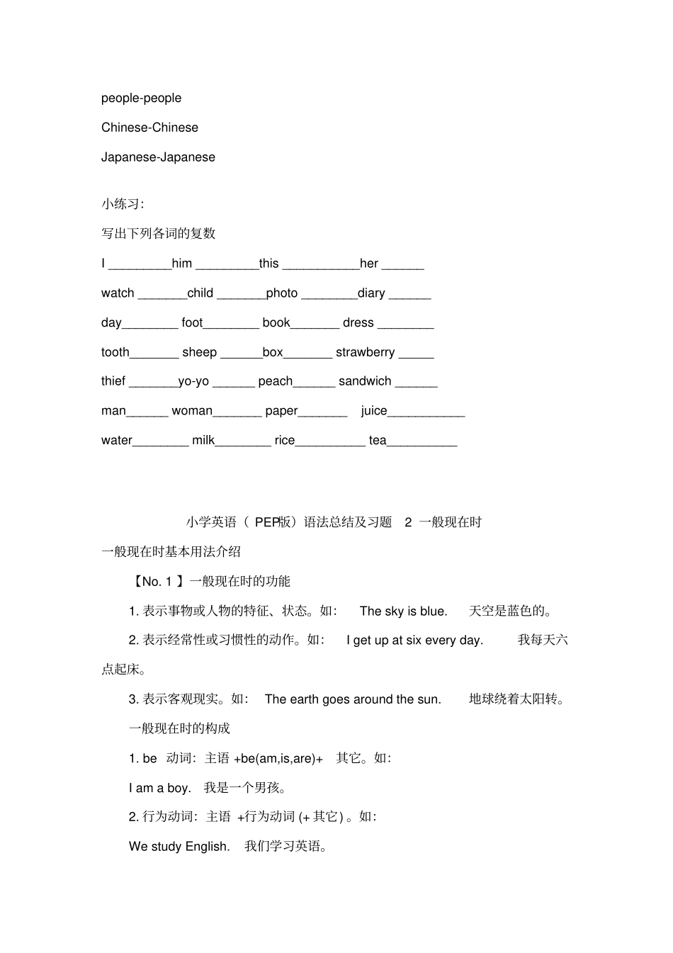 小学英语人教版PEP版语法要点详解及练习题-六年级-小升初必备大全_第2页