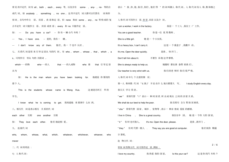 小学英语代词总结及练习_第2页