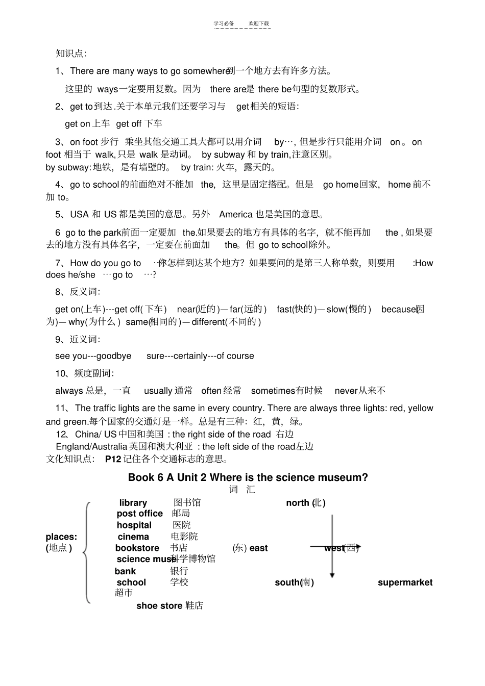 小学英语六年级上册重点知识_第2页