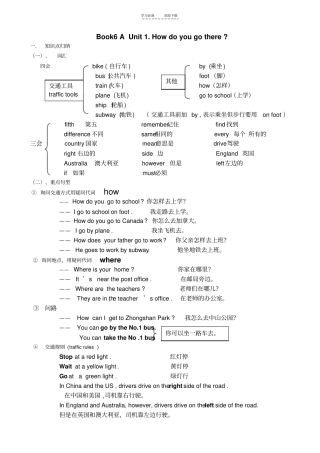 小学英语六年级上册重点知识