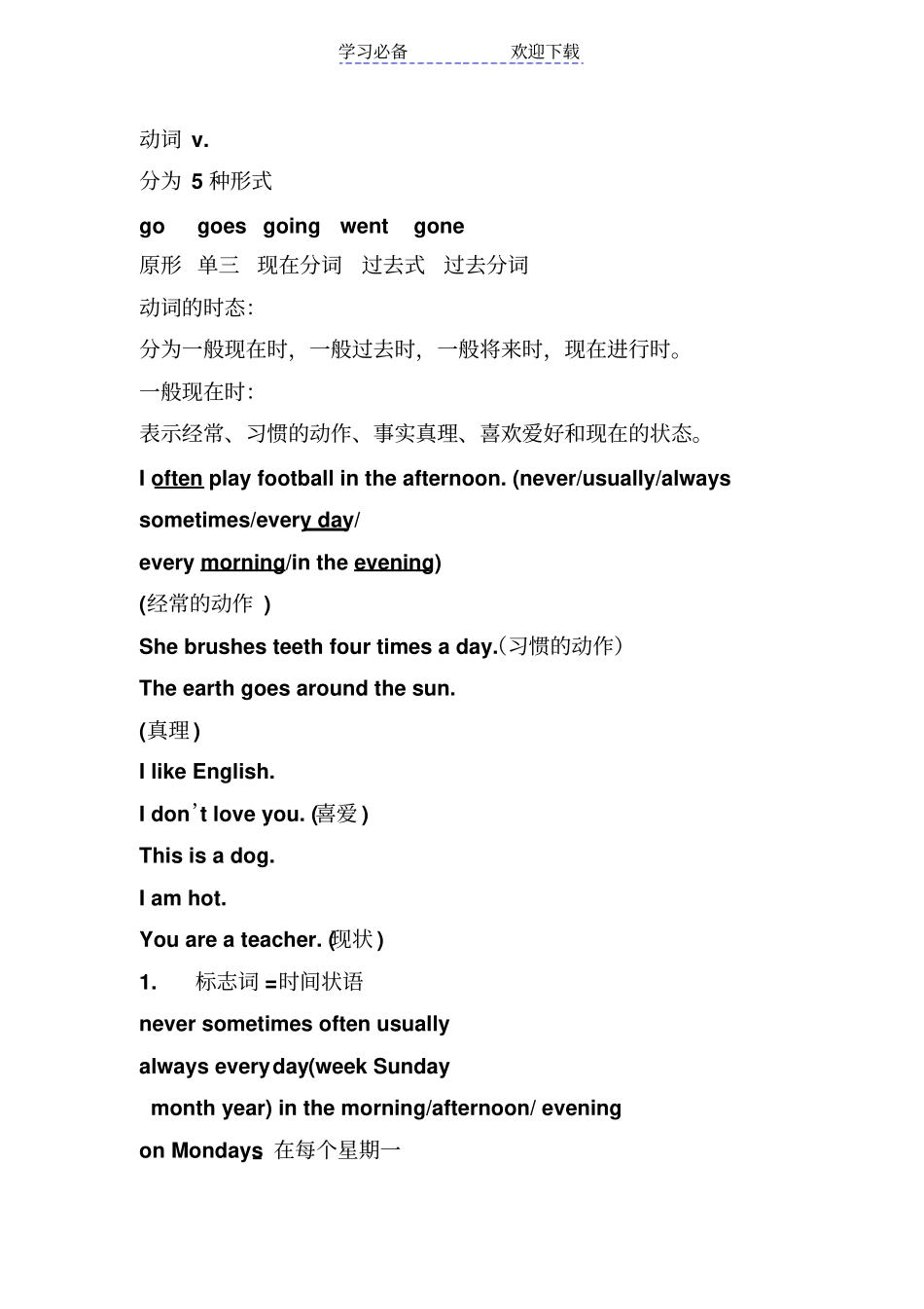 小学英语动词讲解_第1页