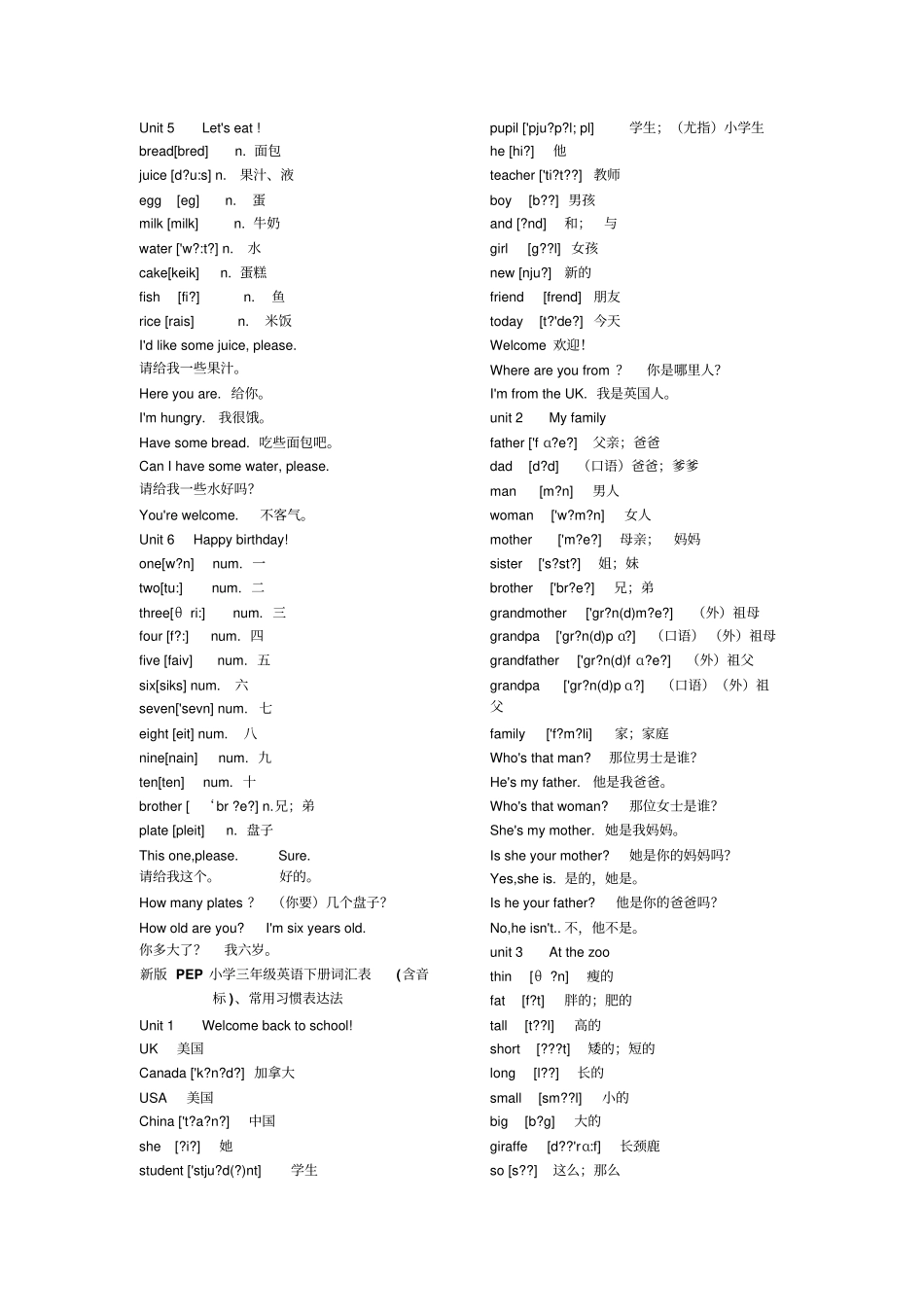小学英语单词一览表_第2页