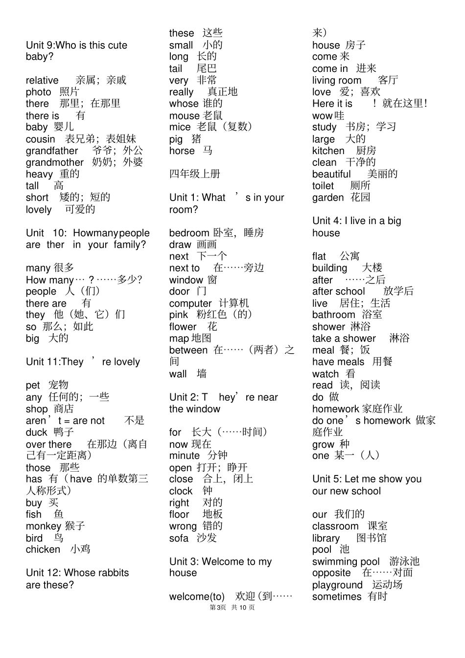 小学英语单词汇总表,广州版适合打印_第3页