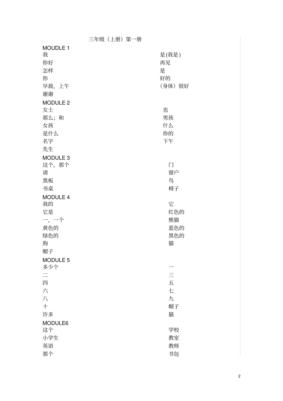 小学英语单词默写本_第2页