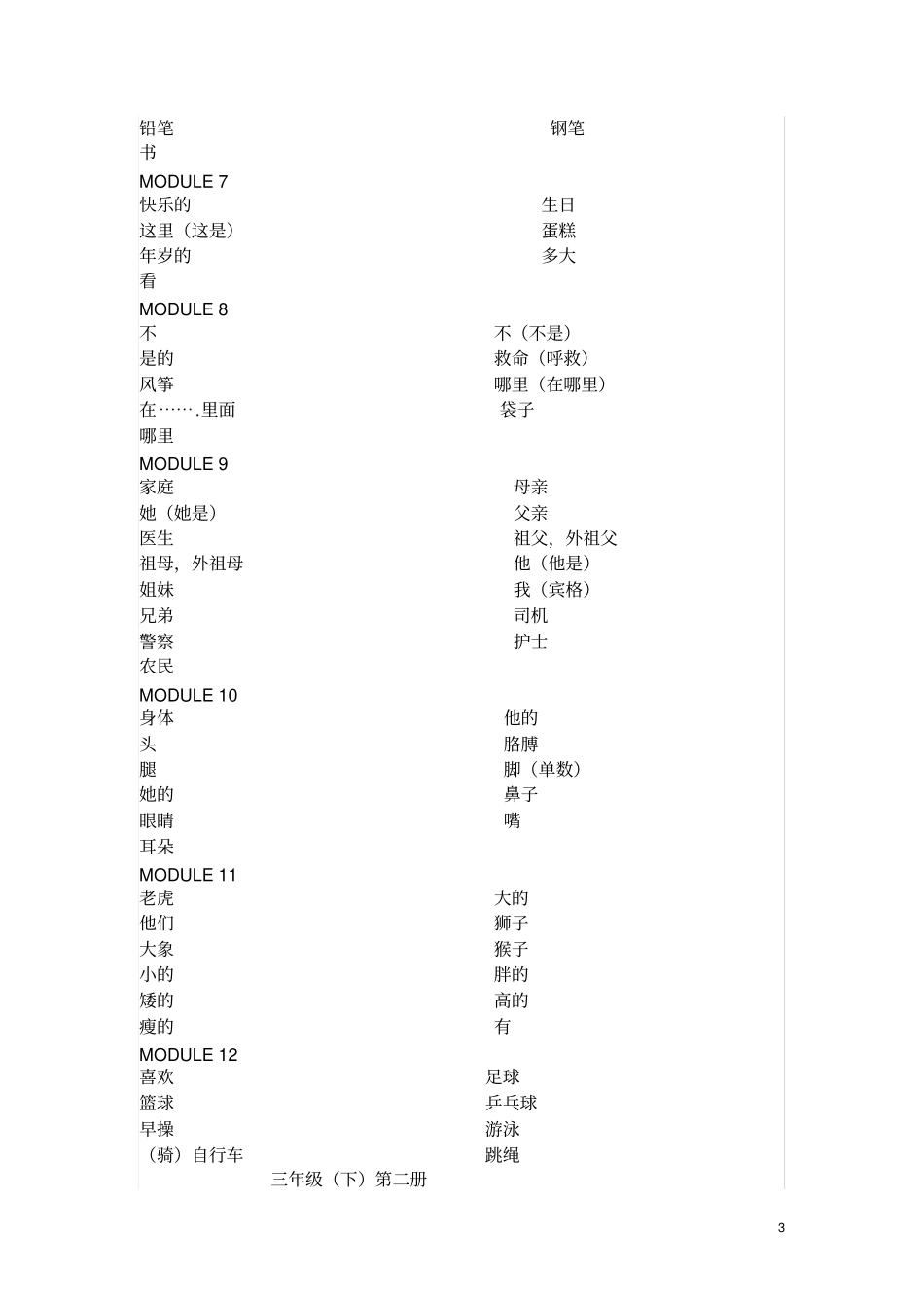 小学英语单词默写本_第3页