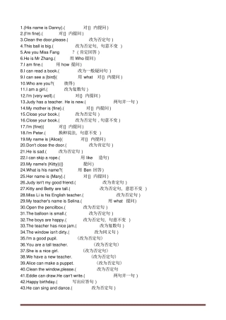 小学英语句型转换专练500题