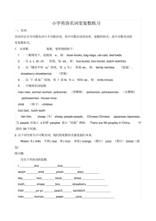 小学英语名词变复数练习