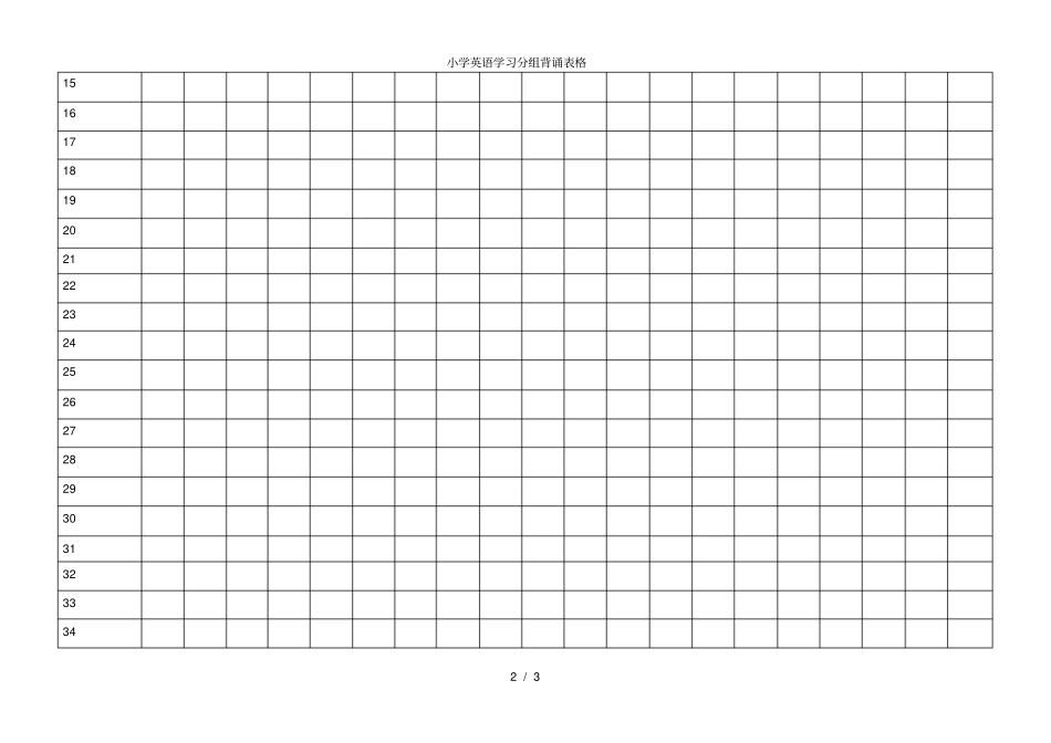 小学英语学习分组背诵表格_第2页