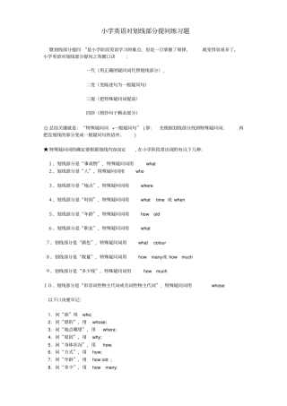 小学英语对划线部分提问练习题52739
