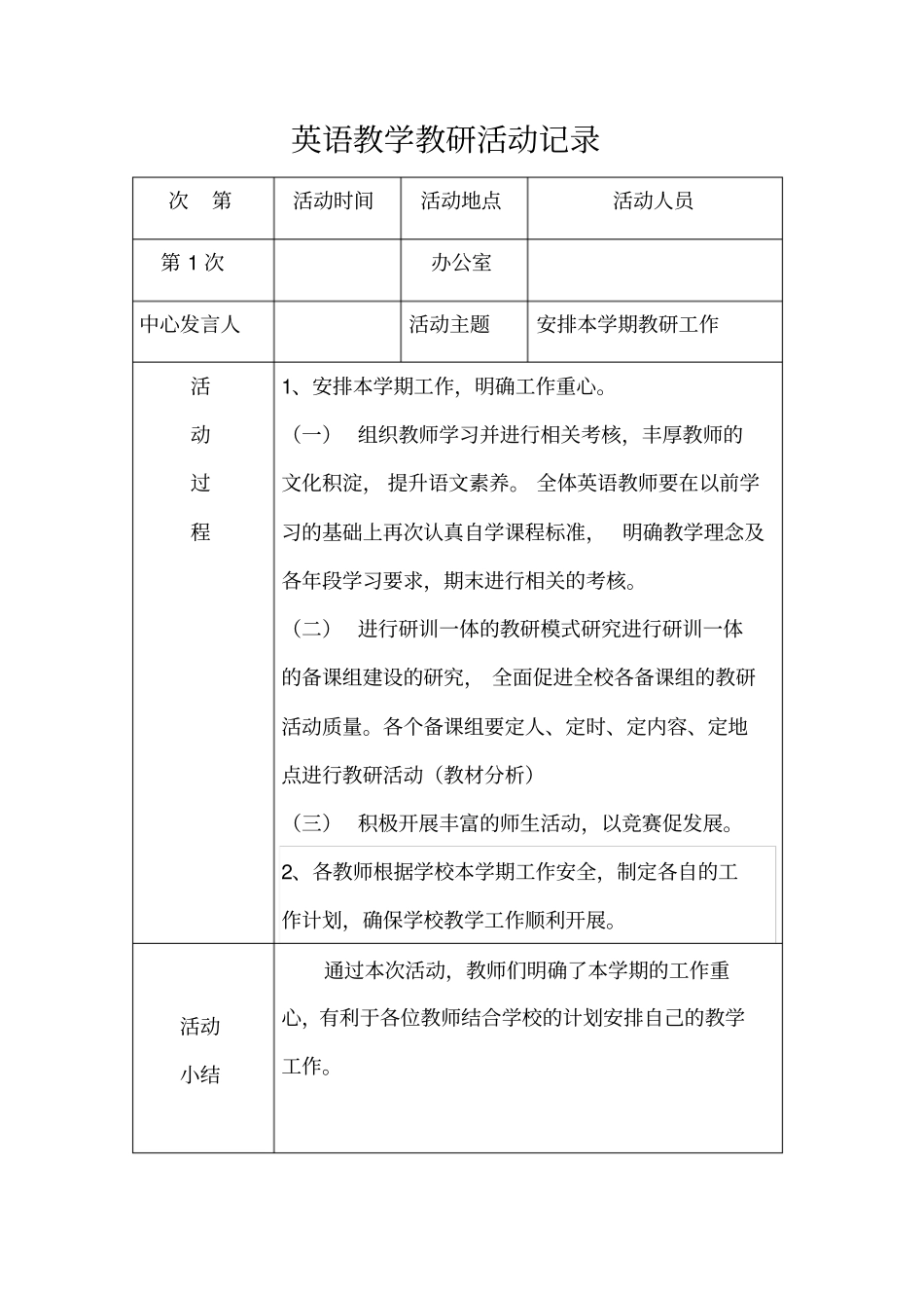 小学英语教研记录33949_第1页