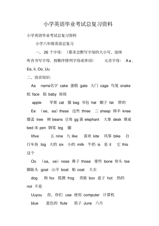 小学英语毕业考试总复习资料