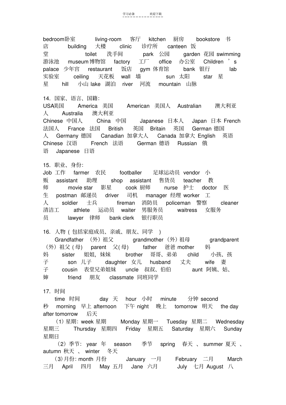 小学英语词汇归类_第3页