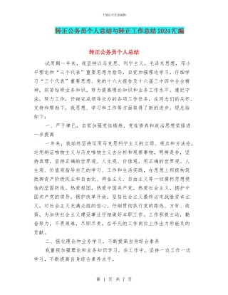 转正公务员个人总结与转正工作总结2024汇编