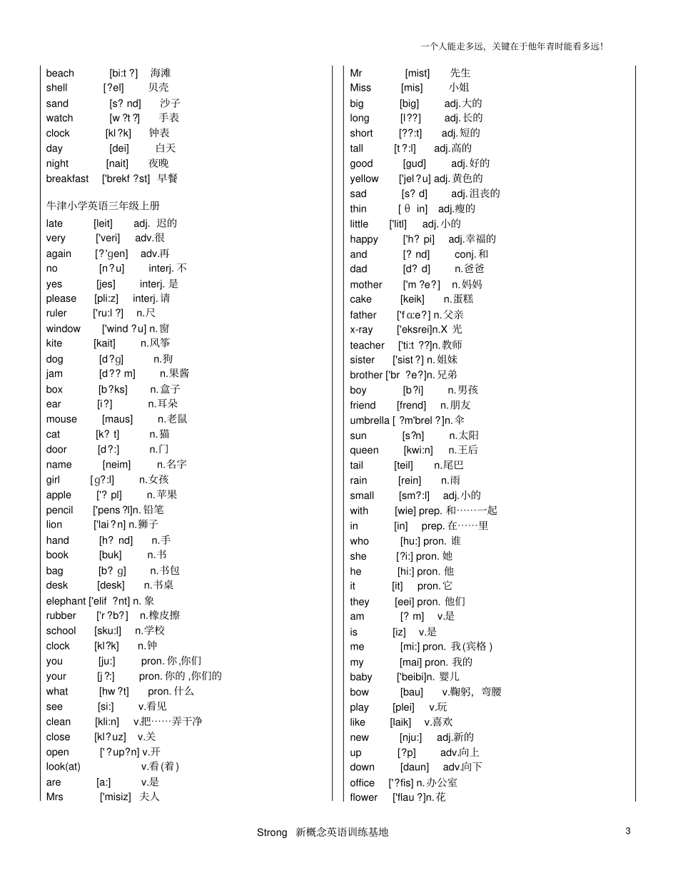 小学英语词汇表带音标_第3页