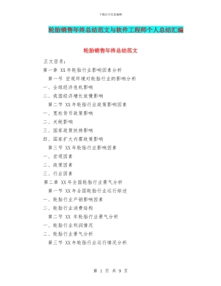 轮胎销售年终总结范文与软件工程师个人总结汇编
