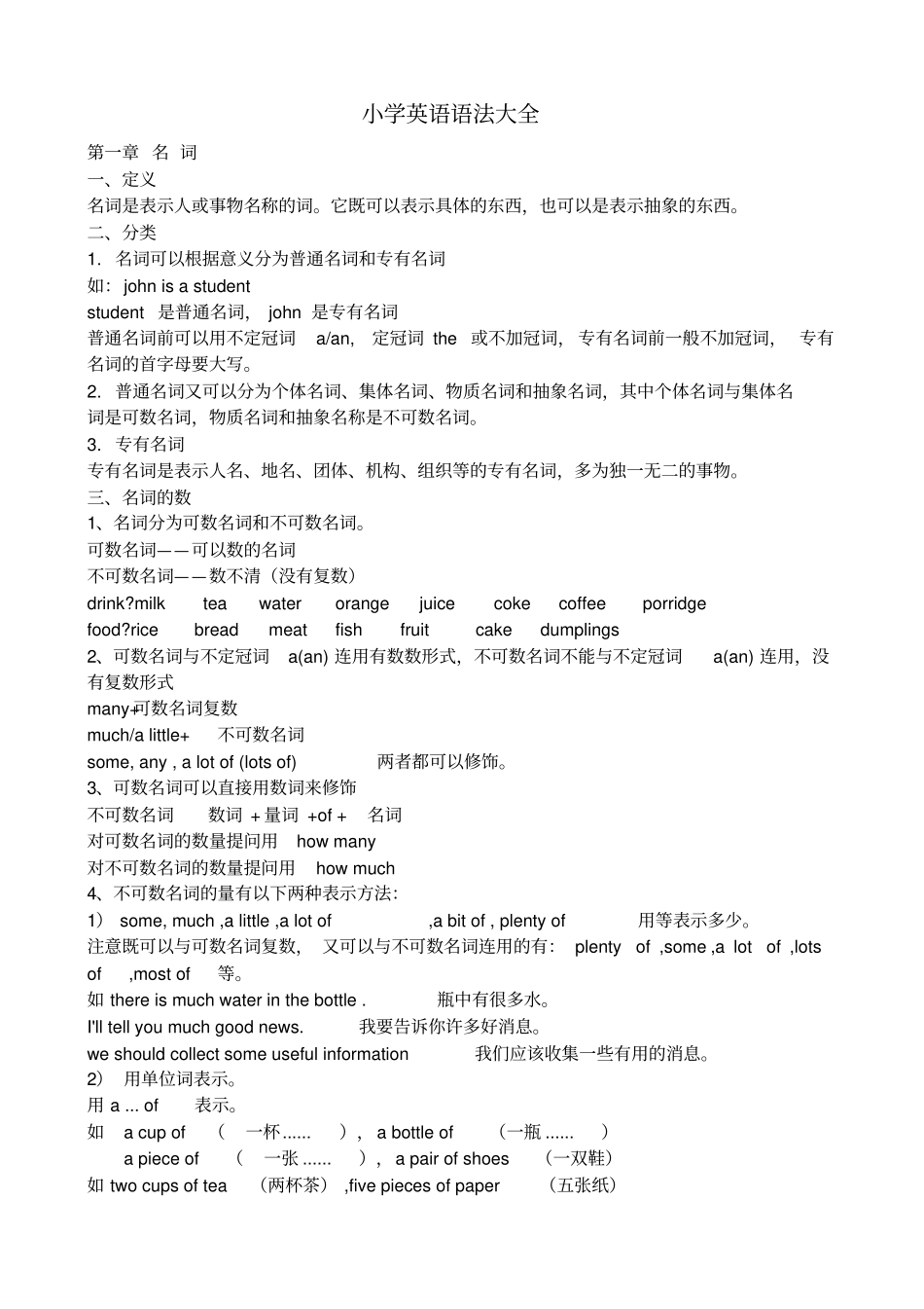 小学英语语法大全_第1页