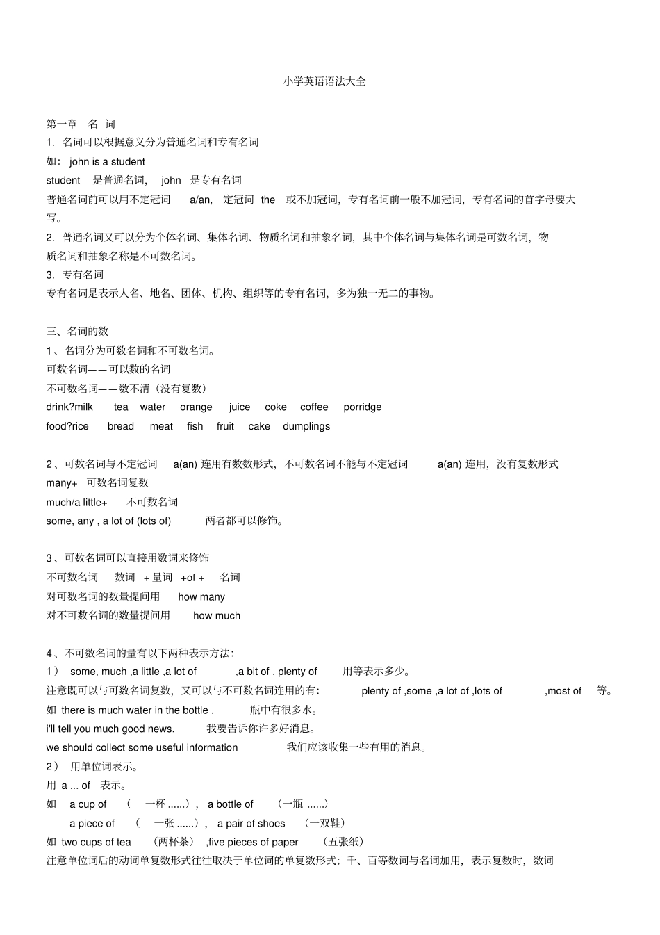 小学英语语法大全【】_第1页