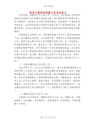 软件工程师试用期工作总结范文
