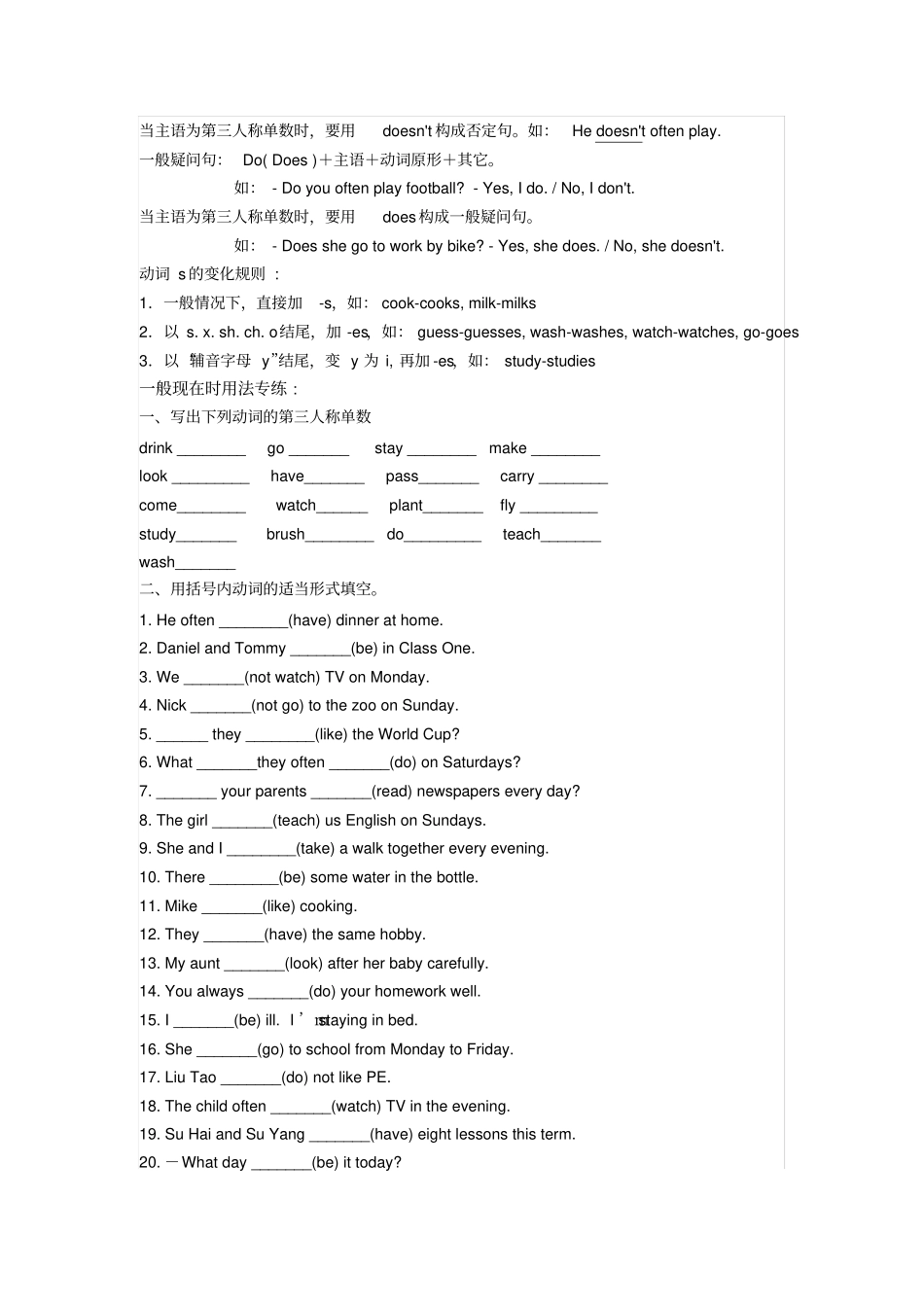 小学英语语法总结及练习题_第2页