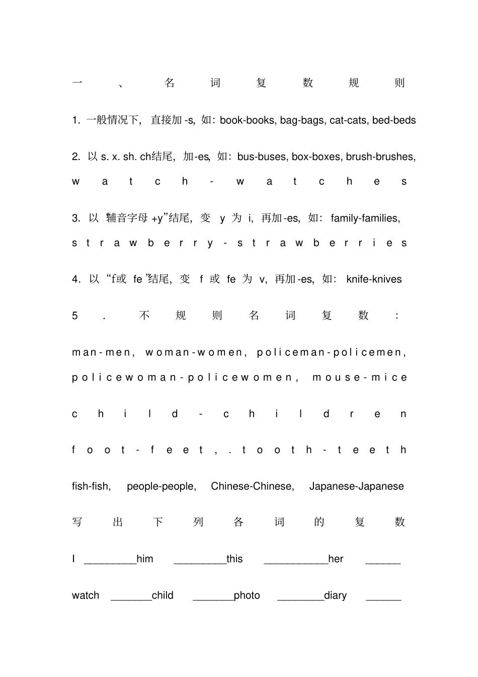 小学英语语法知识及习题打印版_第1页