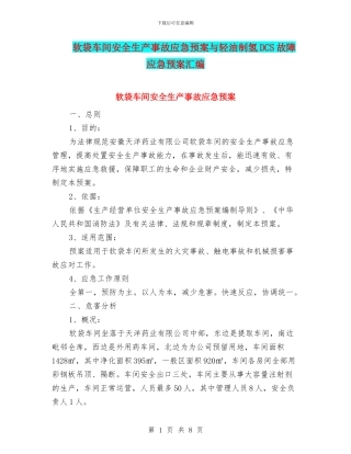 软袋车间安全生产事故应急预案与轻油制氢DCS故障应急预案汇编