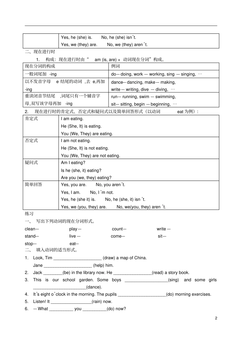 小学英语资料汇编整理五年级时态复习_第2页