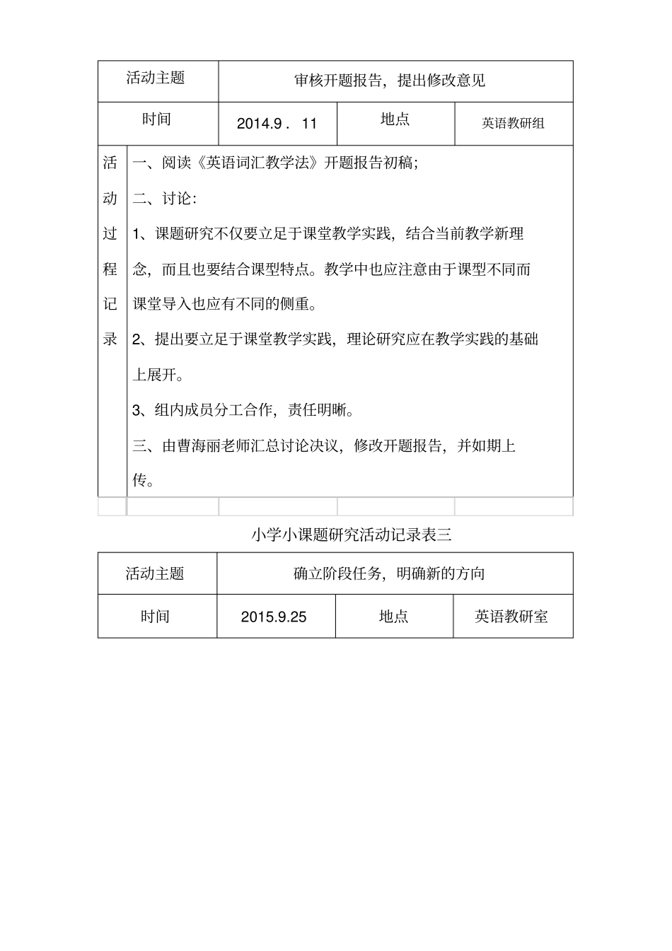 小学英语课题研究研究组活动记录_第2页
