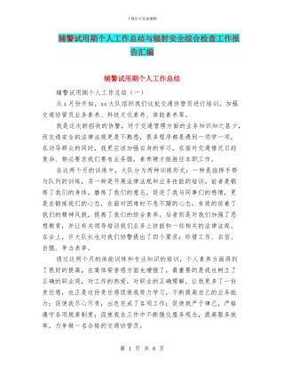 辅警试用期个人工作总结与辐射安全综合检查工作报告汇编