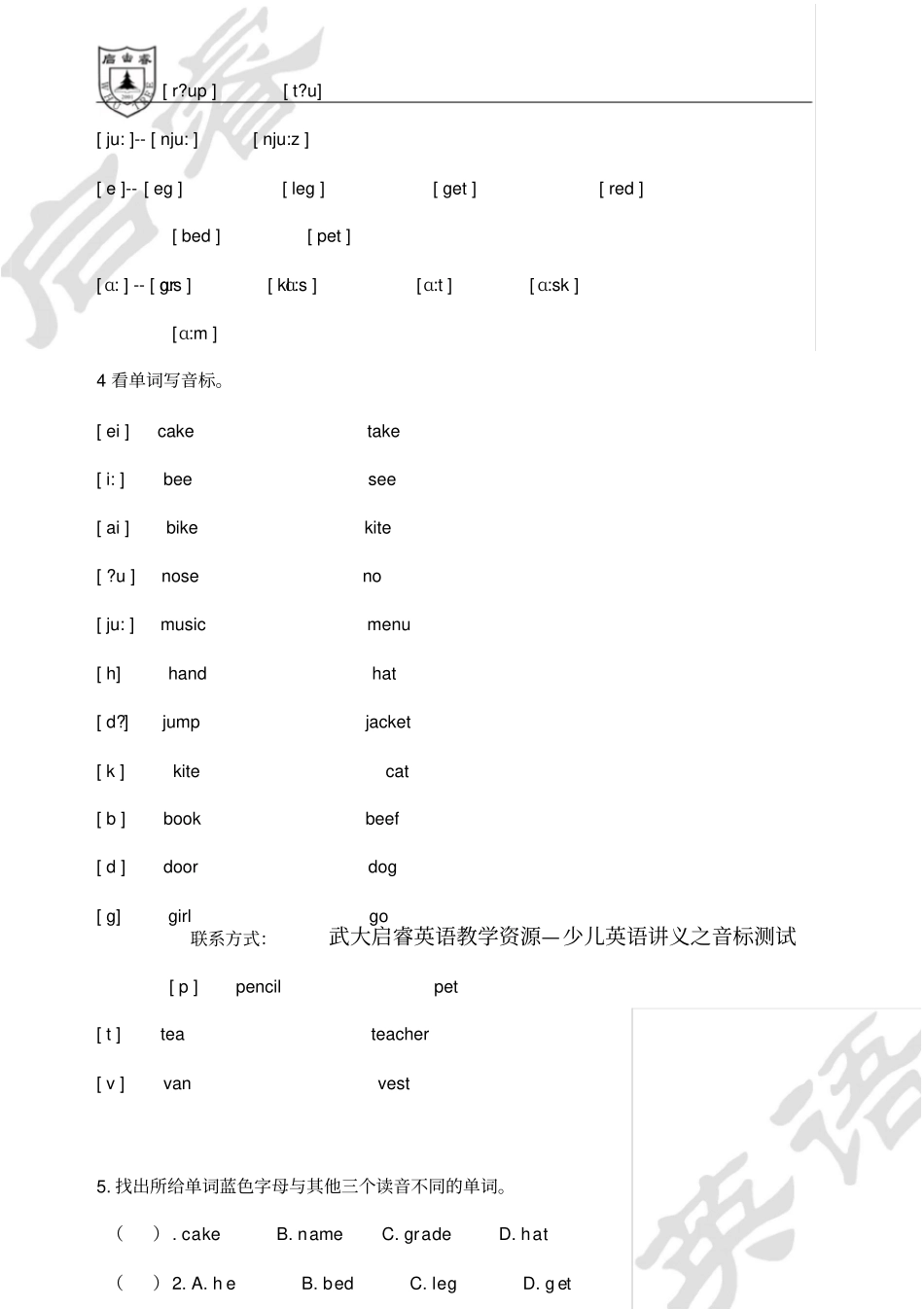 小学英语音标练习题_第2页