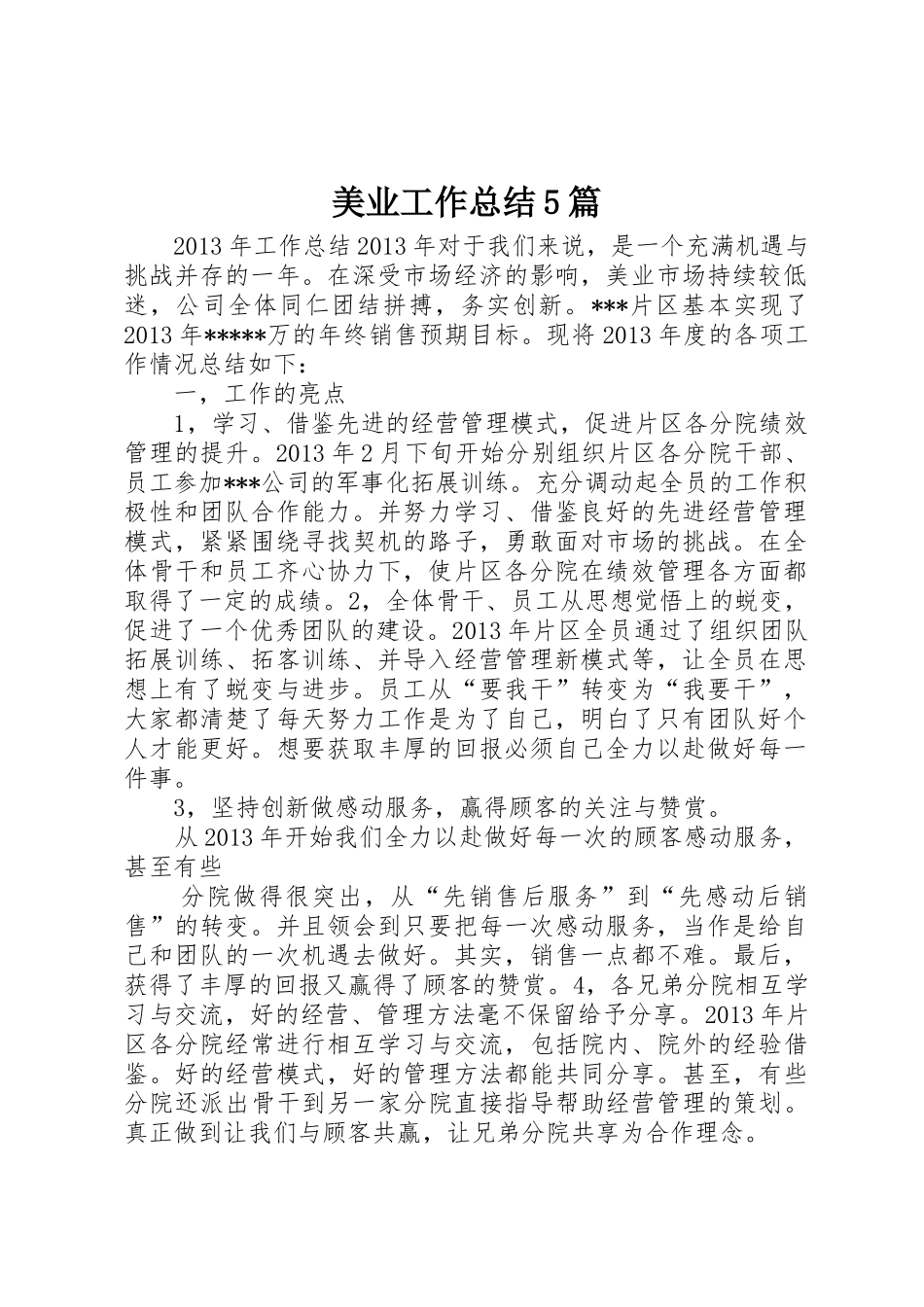 美业工作总结5篇_第1页