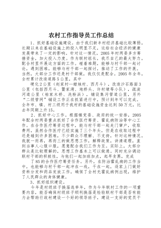 农村工作指导员工作总结