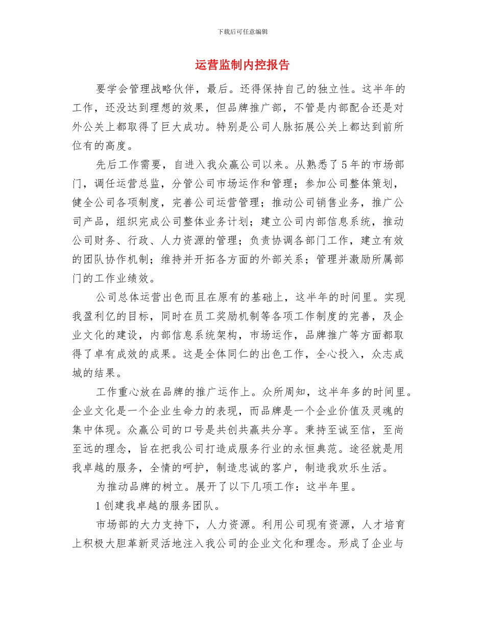 运营总监工作总结与运营监制内控报告汇编_第3页