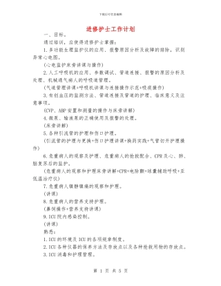进修护士工作计划
