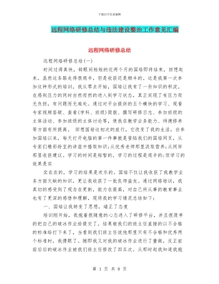 远程网络研修总结与违法建设整治工作意见汇编