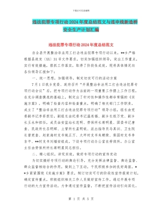 违法犯罪专项行动2024年度总结范文与连申线新造桥安全生产计划汇编