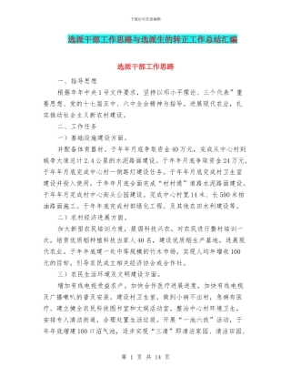 选派干部工作思路与选派生的转正工作总结汇编