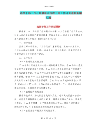选派干部工作计划最新与选派干部工作计划最新新编汇编