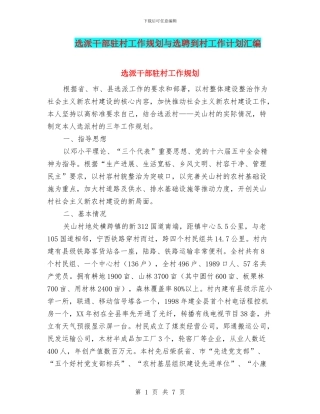 选派干部驻村工作规划与选聘到村工作计划汇编.doc