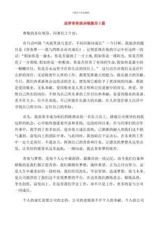 逐梦青春演讲稿激昂5篇