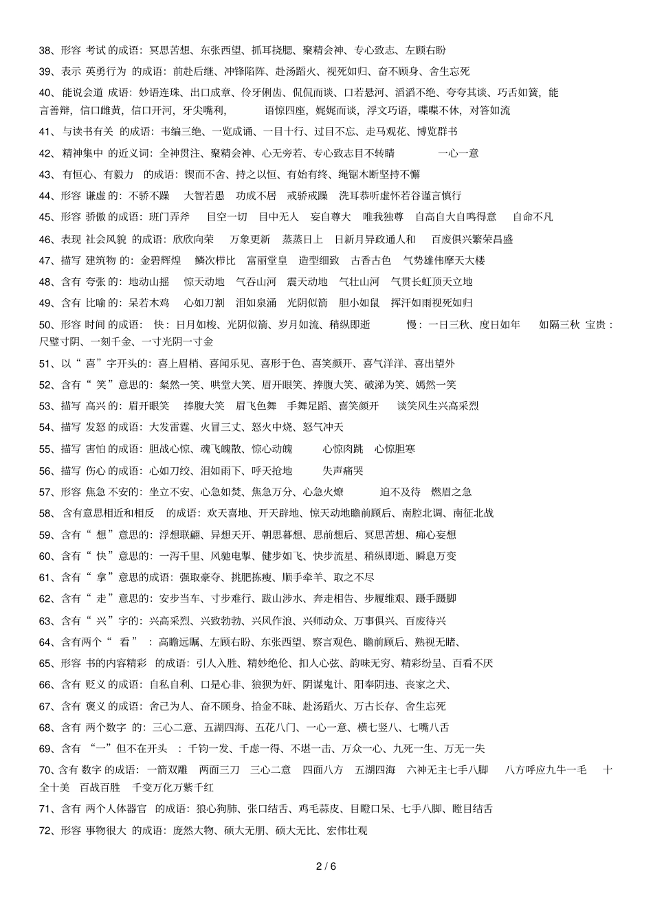 小学语文六级成语复习汇总_第2页