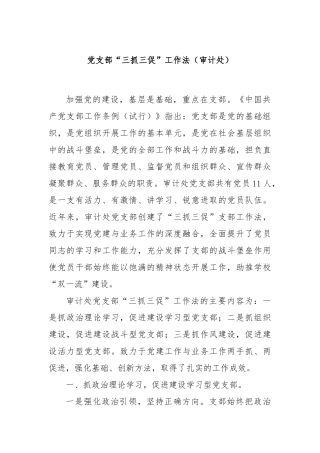 党支部“三抓三促”工作法（审计处）