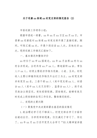 关于巡察xx街道xx村党支部的情况报告 (2)