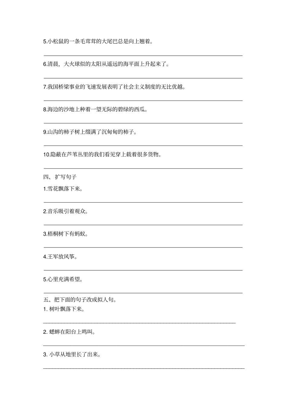 小学语文小升初句子专项练习_第2页