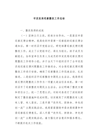 市发改局巡察整改工作总结